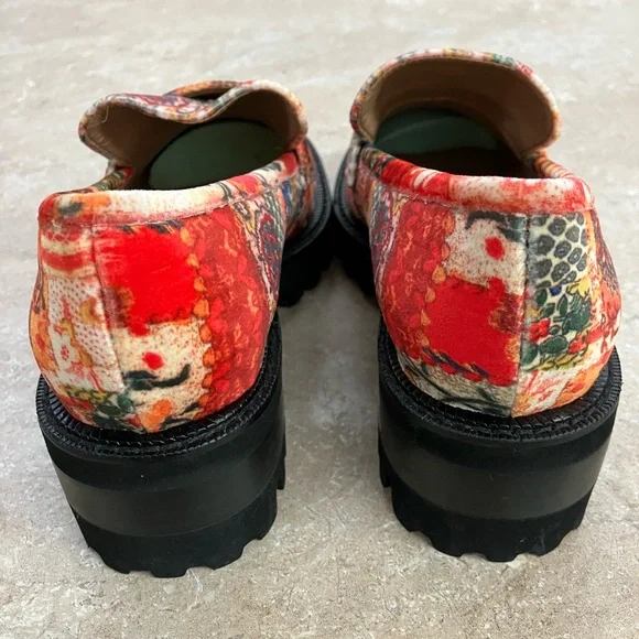 Laura Ashley Aerosols Aware chunky lug sole loafers 70s 80s Y2K floral sz 7 NWOB - Picture 6 of 6